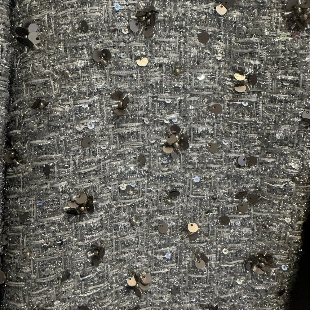 Zara Silver-Gray Embellished Tweed Cropped Jacket - Picture 3 of 3